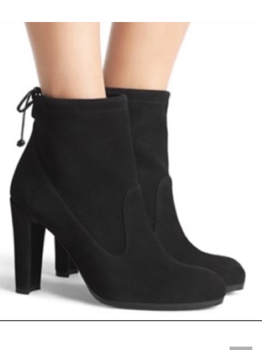 Stuart Weitzman Black Suede Mid-Calf Block Heel Boots- NEW